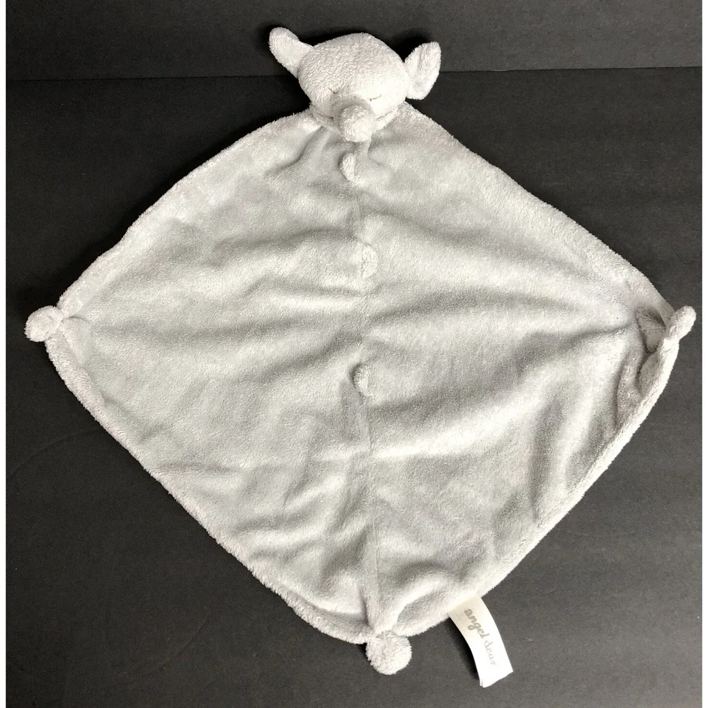 Angel Dear Lovey Gray Elephant Closed Eyes Plush Security Blanket Baby Knots
